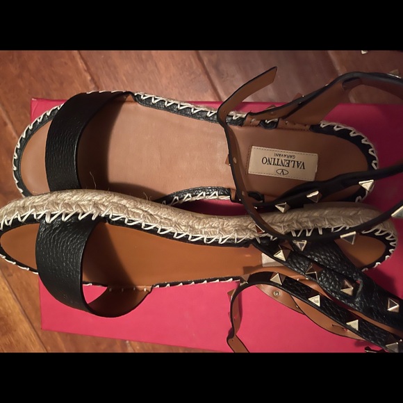 Valentino Garavani Rockstud Espadrille Sandal BLK - Picture 2 of 7